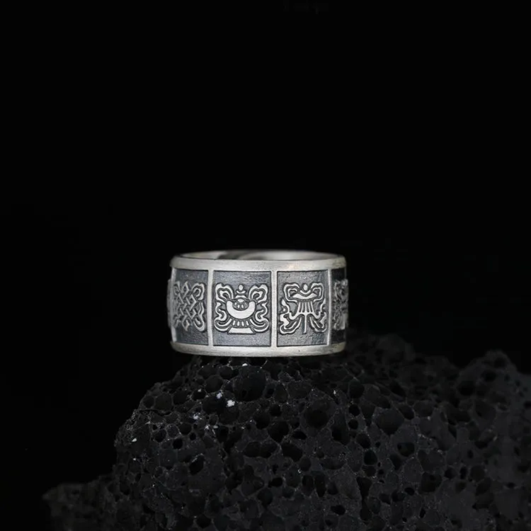 Optimized title: Premium Eight Auspicious Symbols of Buddhism Ring