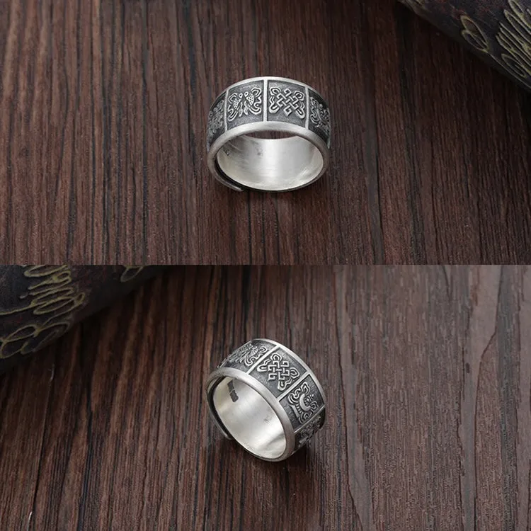 Optimized title: Premium Eight Auspicious Symbols of Buddhism Ring