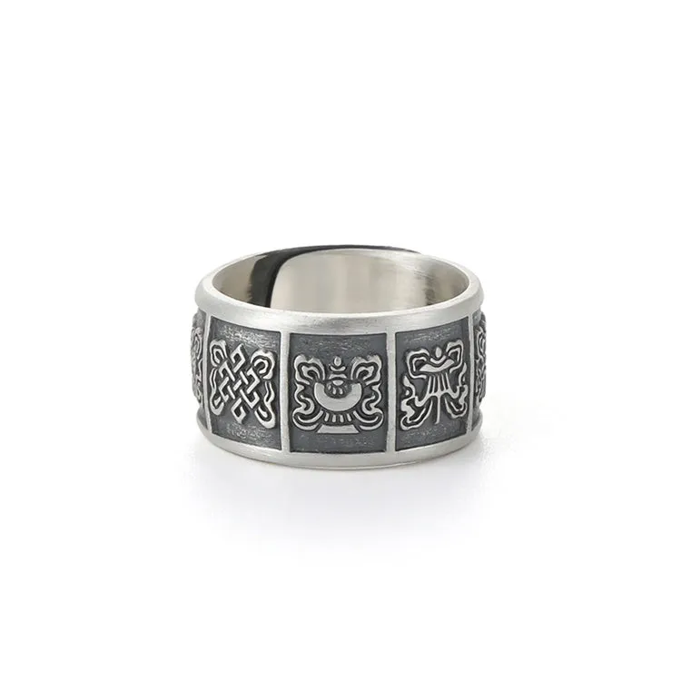 Optimized title: Premium Eight Auspicious Symbols of Buddhism Ring