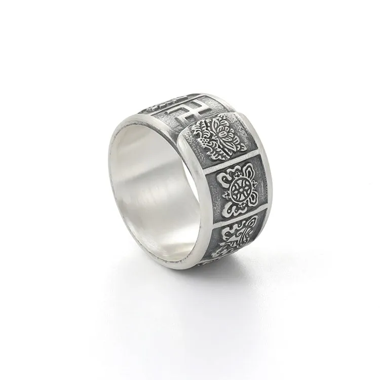 Optimized title: Premium Eight Auspicious Symbols of Buddhism Ring