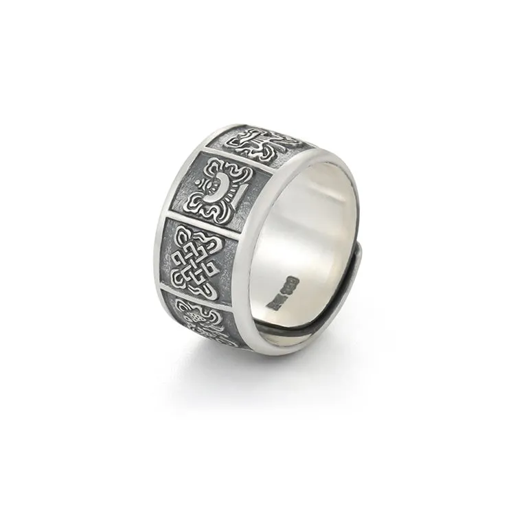 Optimized title: Premium Eight Auspicious Symbols of Buddhism Ring