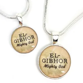 El-Gibhor, Mighty God – Names of God Hebrew Scripture Pendant Necklace (2 Sizes) – Jewelry Set