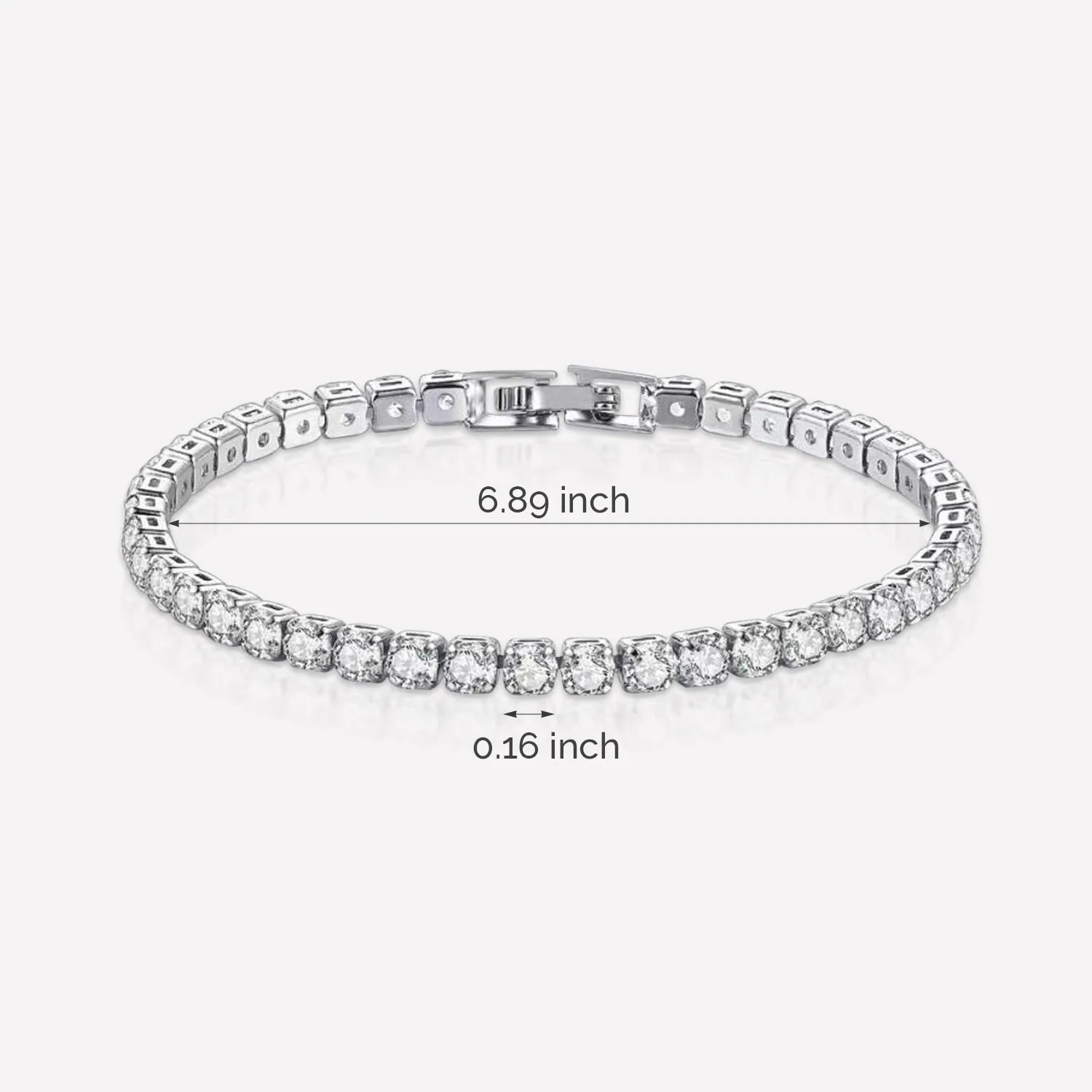 Elegant Ladies Silver Tennis Bracelet with Sparkling Cubic Zirconia Gems