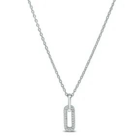 Elongated Drop Link Necklace-Silver