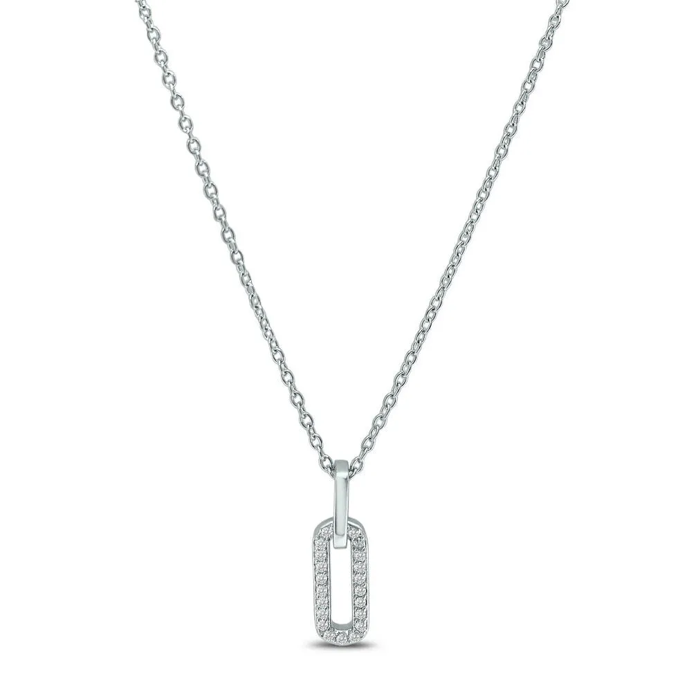 Elongated Drop Link Necklace-Silver