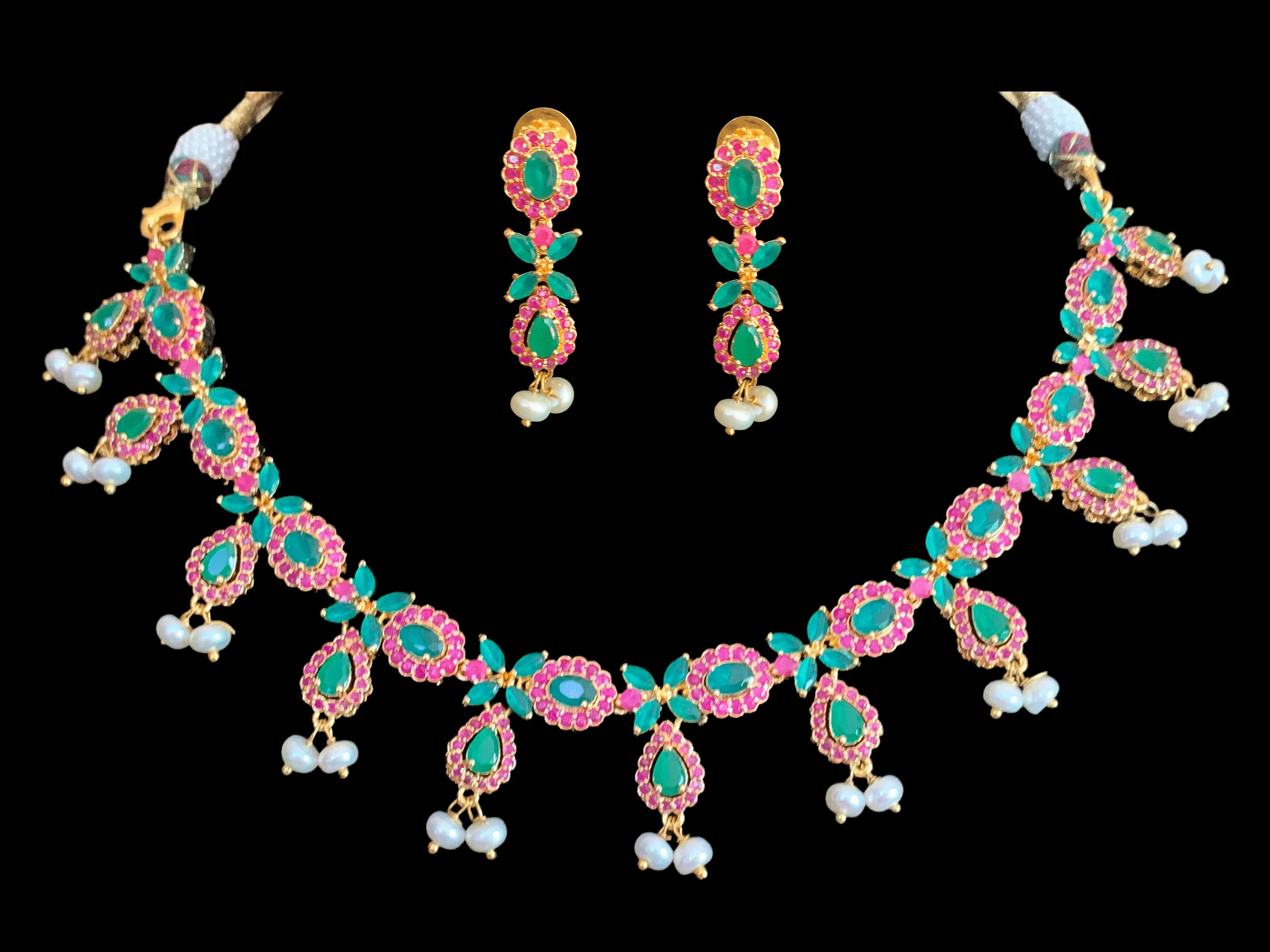 Ema cz set in red green / ruby emerald    (READY TO SHIP)