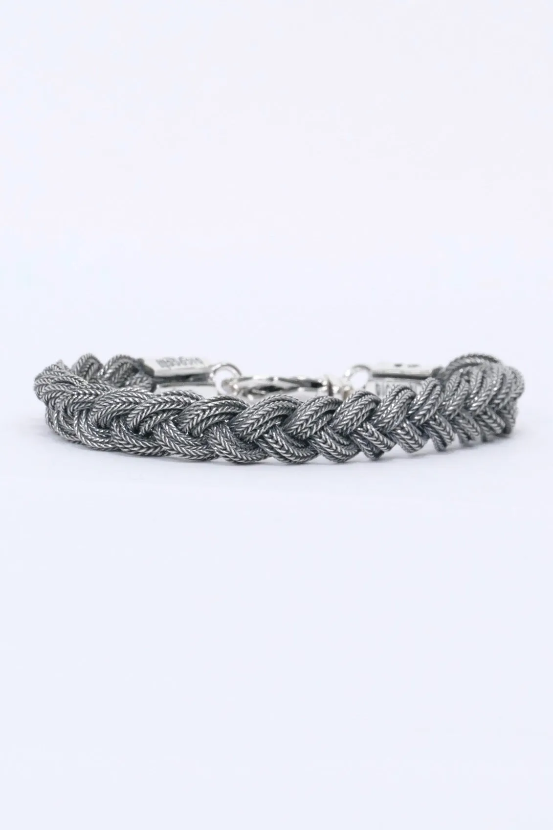 Emanuele Bicocchi 9 Thread Braided Bracelet - Silver