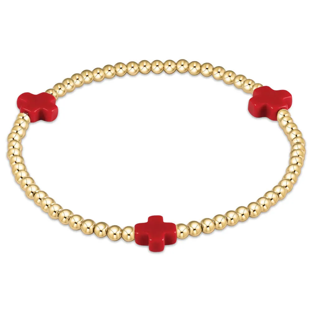 ENewton 2mm Red Signature Gold Cross Bracelet