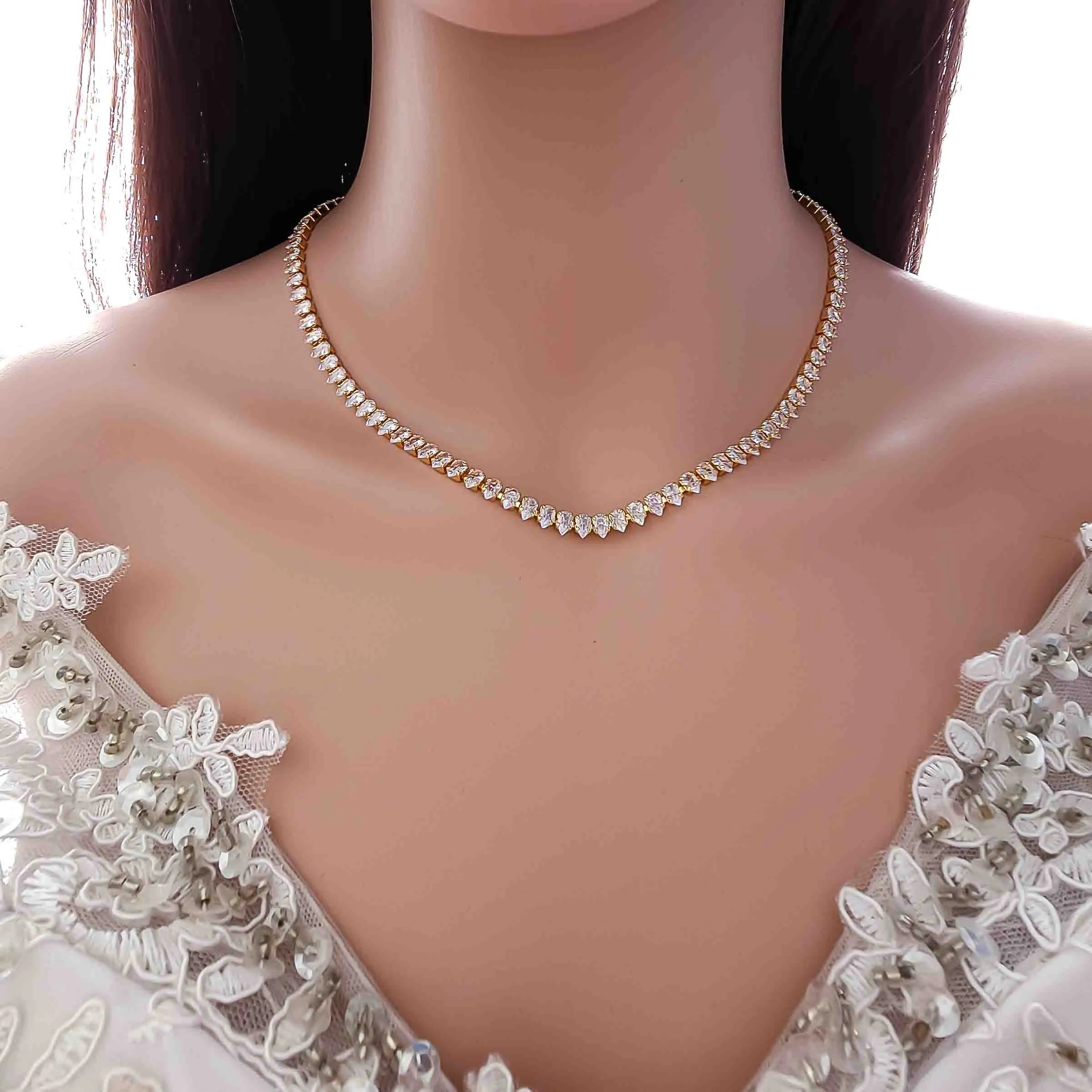 Eternity Bridal Necklace in Rose Gold-Tania