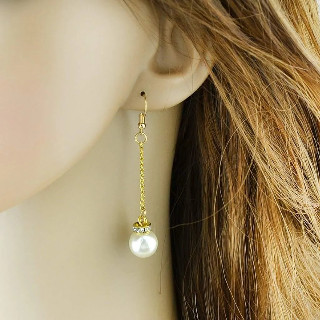 Faux Pearl Long Drop Earrings