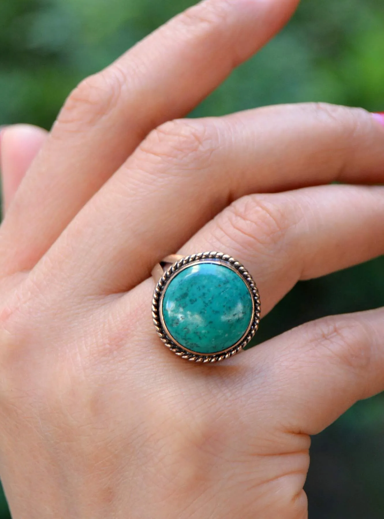 Firuze Natural Stone Handmade Ring Adjustable