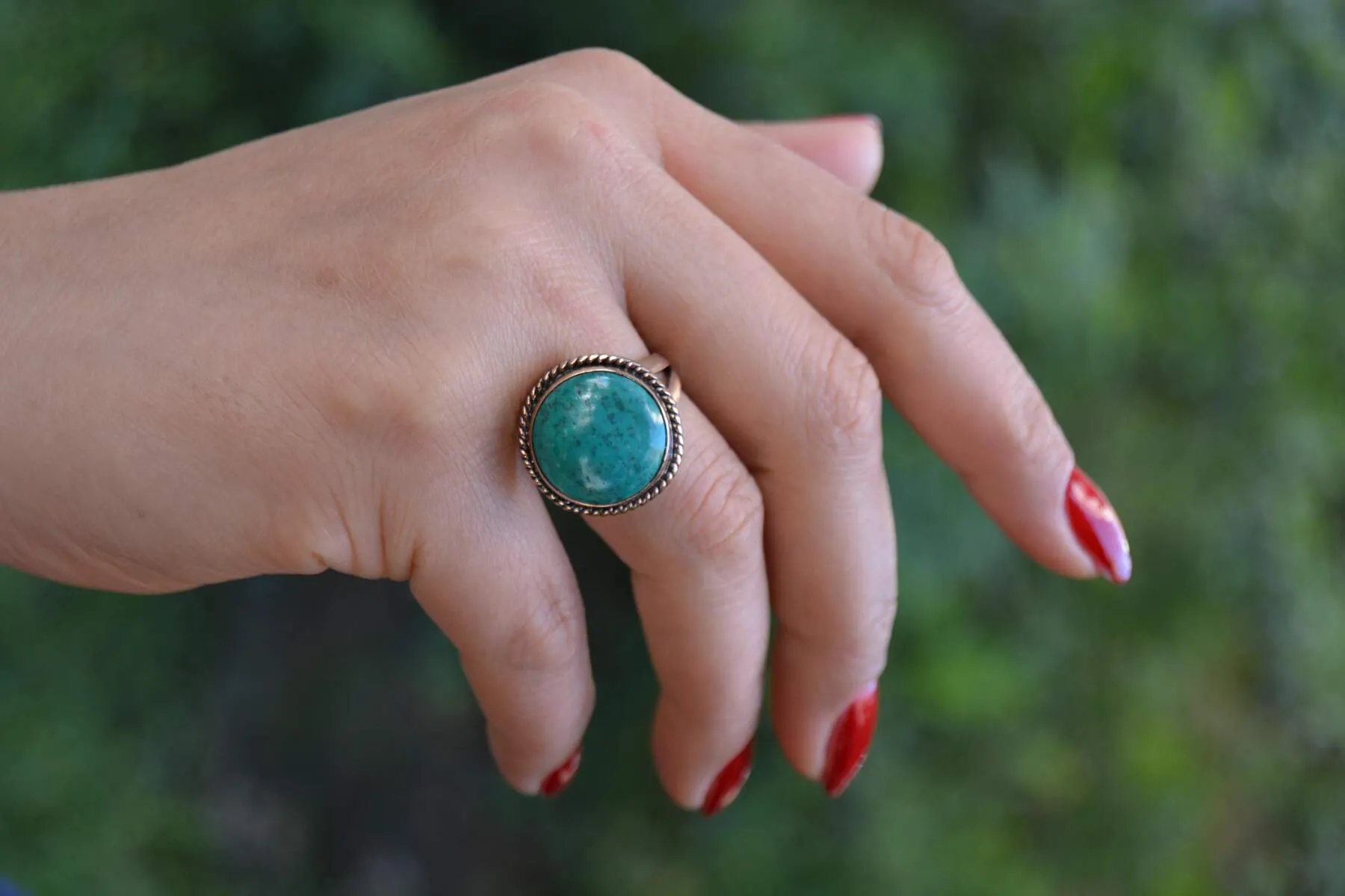 Firuze Natural Stone Handmade Ring Adjustable