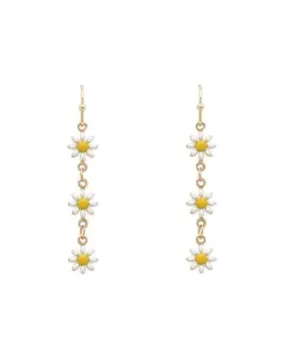 Flower and Gold Chain Earrings