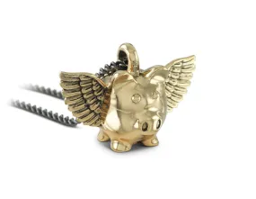 Flying Pig Necklace - Bronze