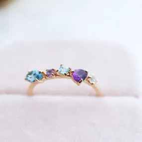 Fresh Colorful Art Light Luxury Amethyst Sapphire Ring