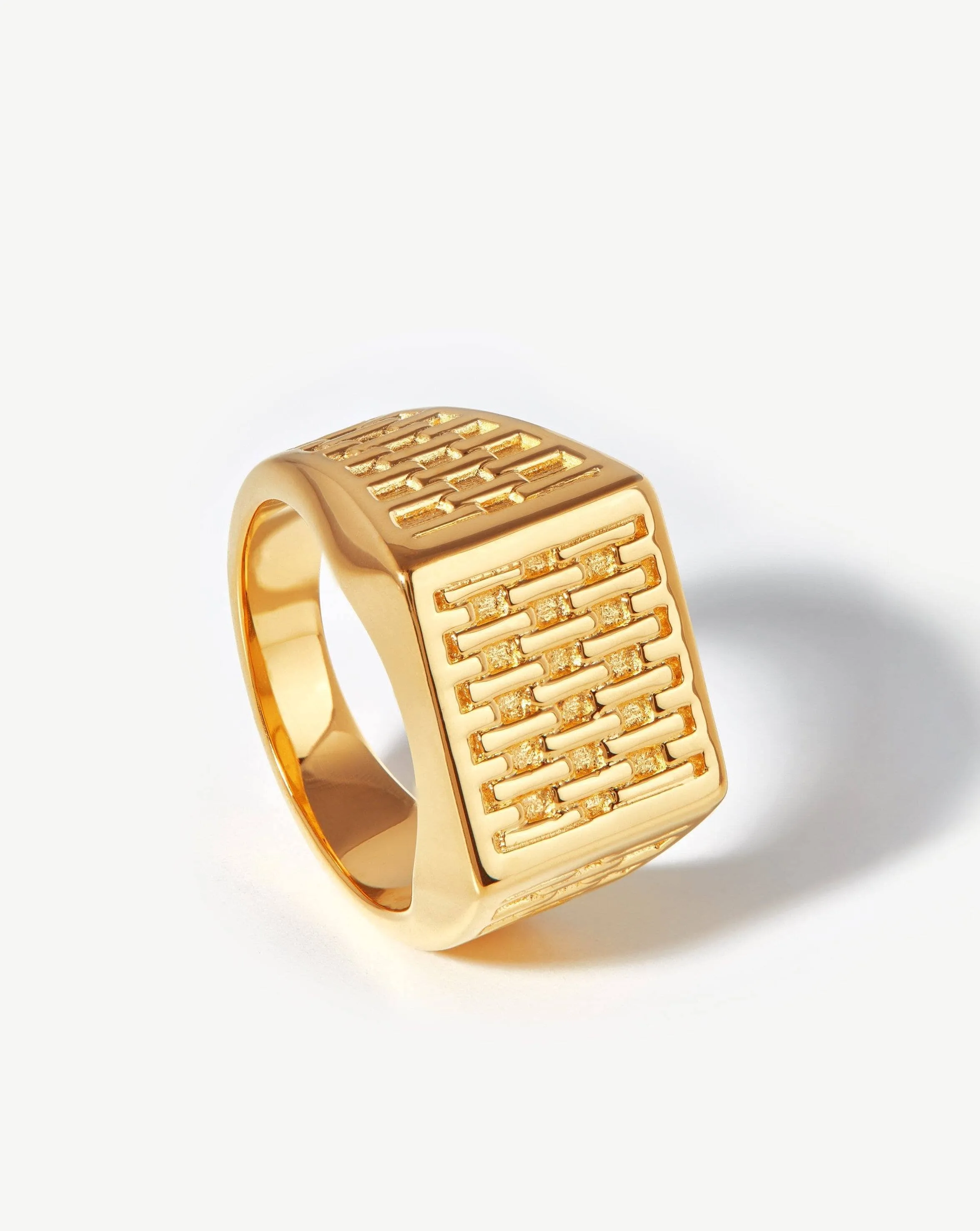 Fused Woven Square Signet Ring | 18ct Gold Plated Vermeil