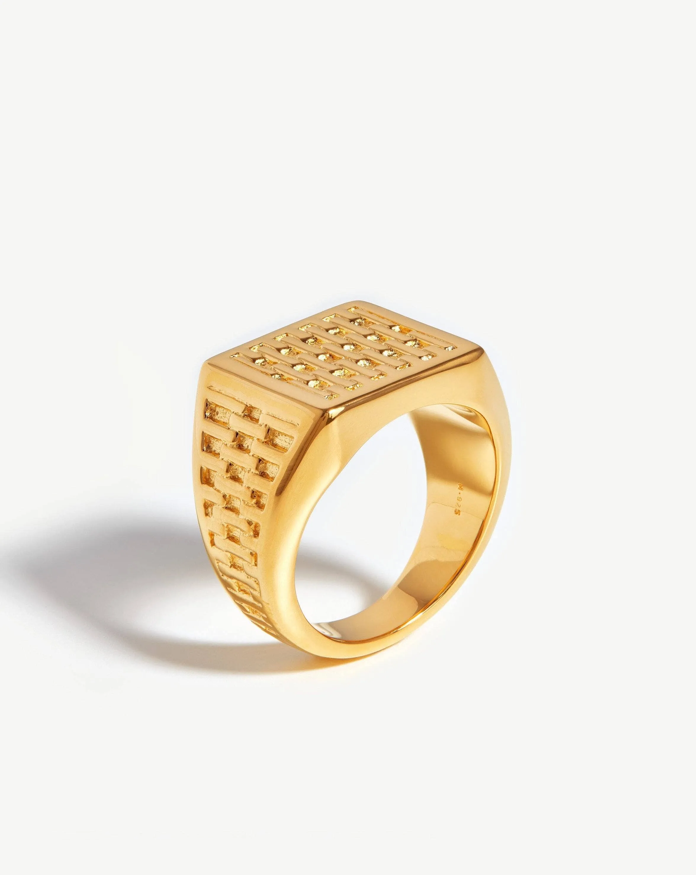 Fused Woven Square Signet Ring | 18ct Gold Plated Vermeil