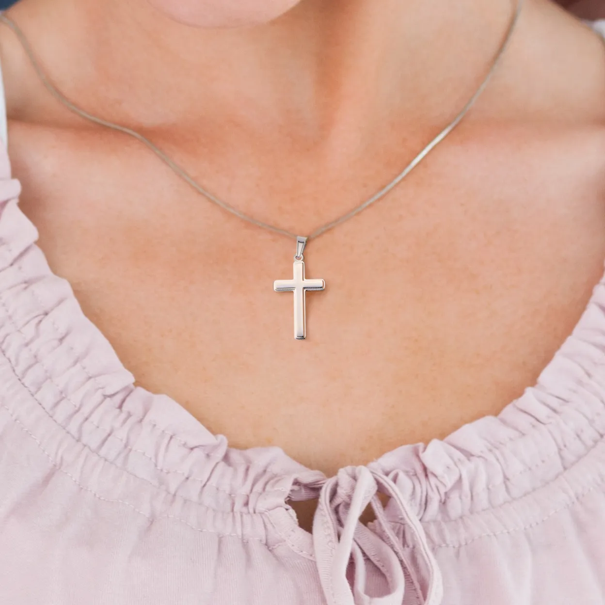 Gift For Daughter, Confirmation or Baptism Strength and Wisdom Stainless Steel Cross Necklace