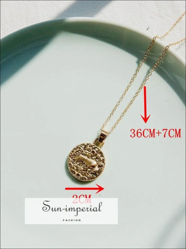 Gold Color 12 Constellation Necklaces & Pendants for Women Coin Gold Chain Necklace