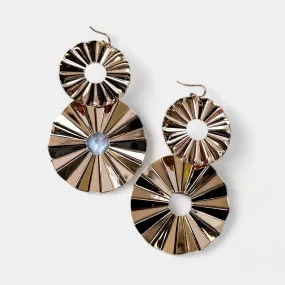 Gold Disc Dangle Earrings