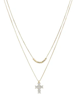 Gold Layered Cross Pendant Necklace