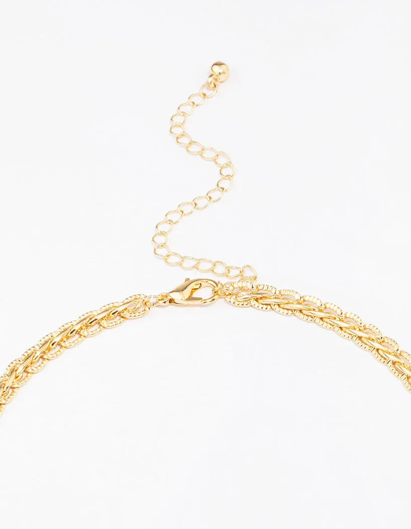 Gold Plated Braided Chain Necklace