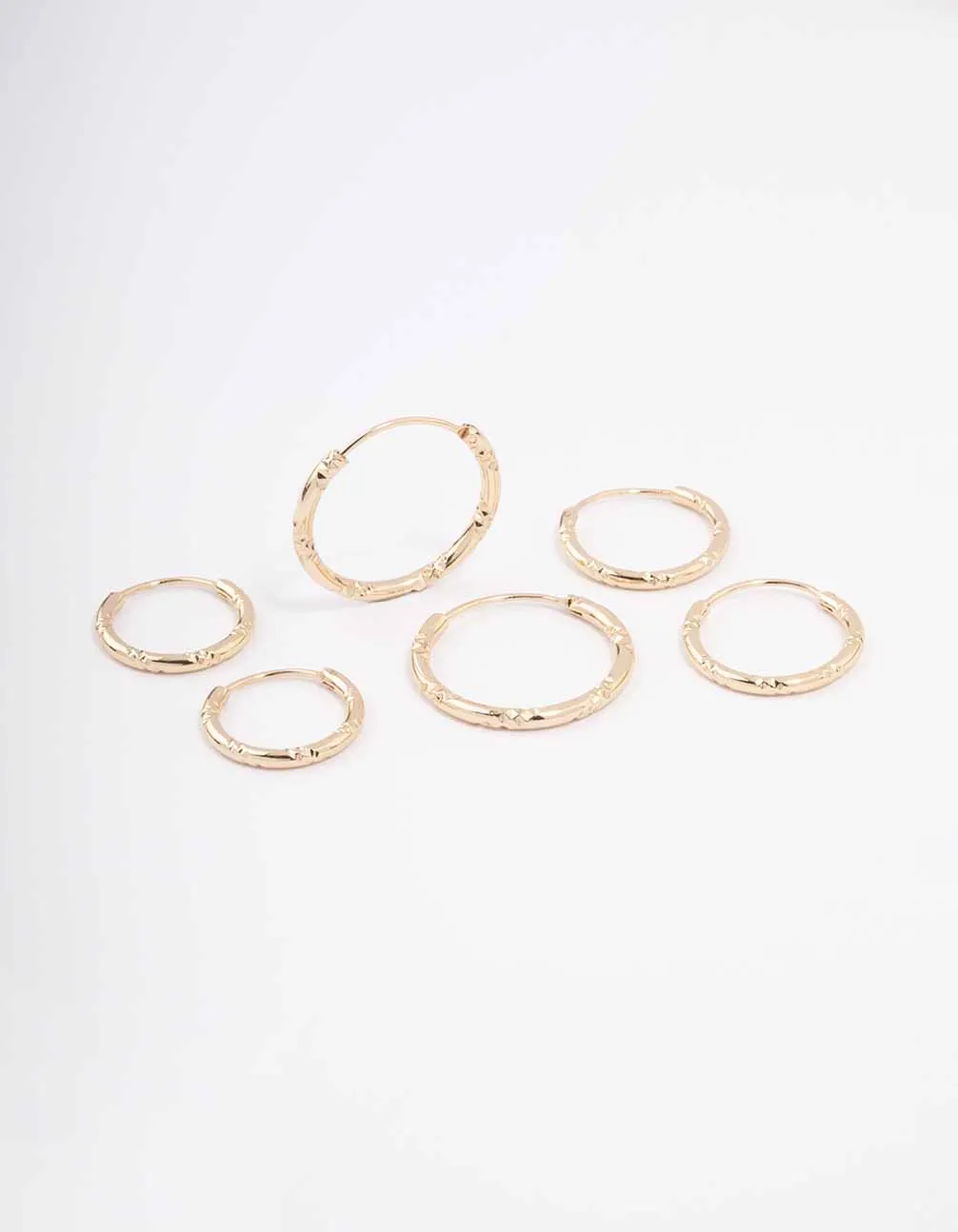 Gold Skinny Bamboo Hoop Earring 3-Pack