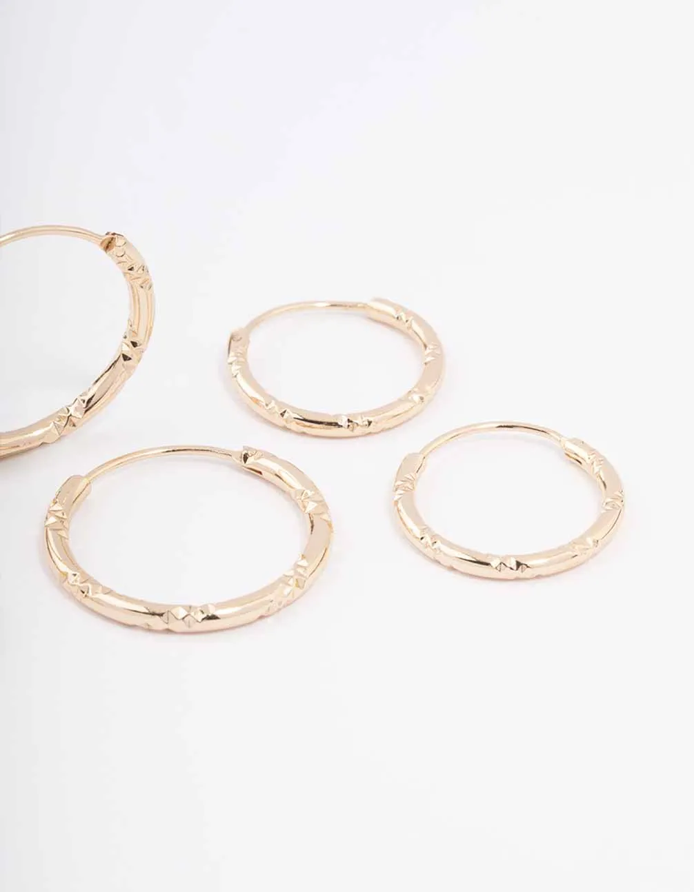 Gold Skinny Bamboo Hoop Earring 3-Pack