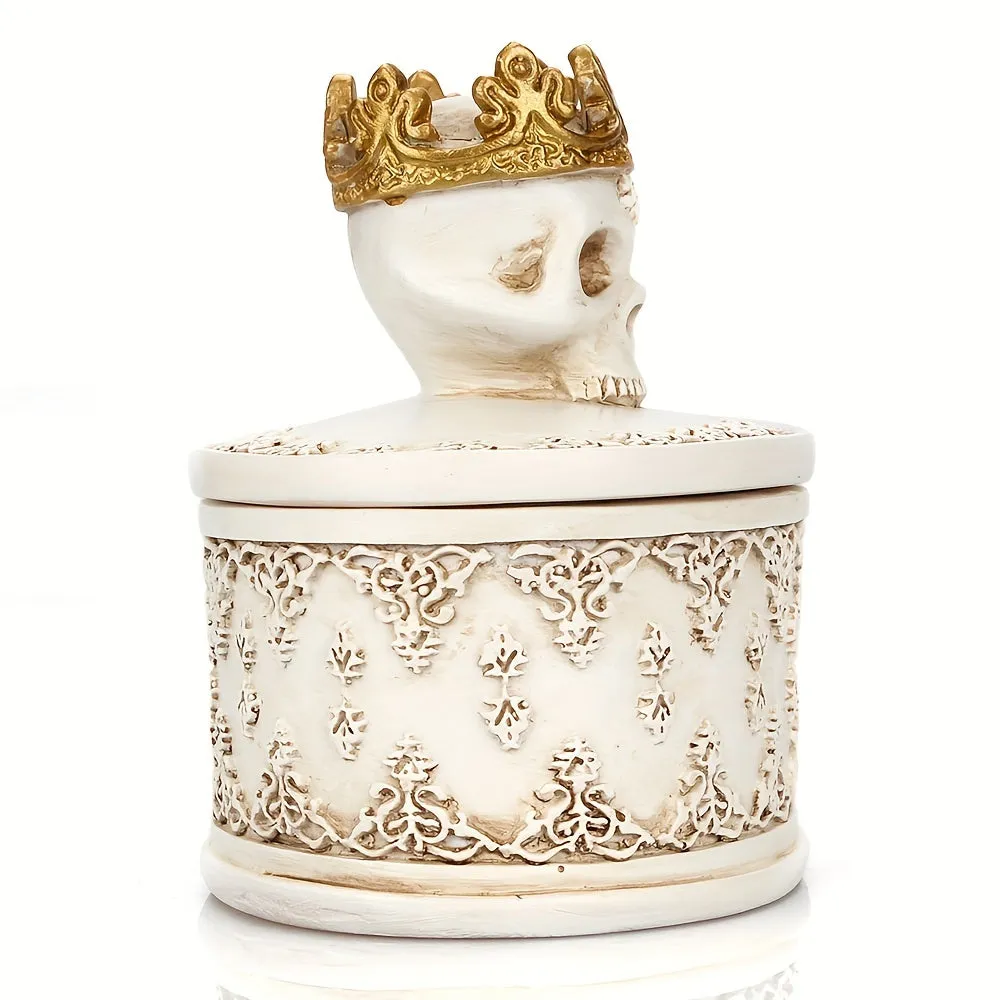 Gothic Crown Skull Jewelry Storage Box - Perfect for Organizing Earrings, Rings, and Necklaces!