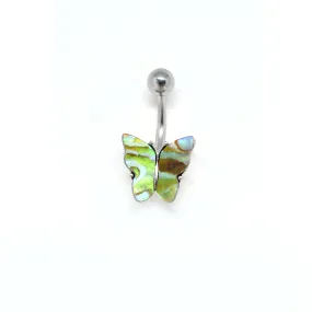 Green Marble Butterfly Belly Ring