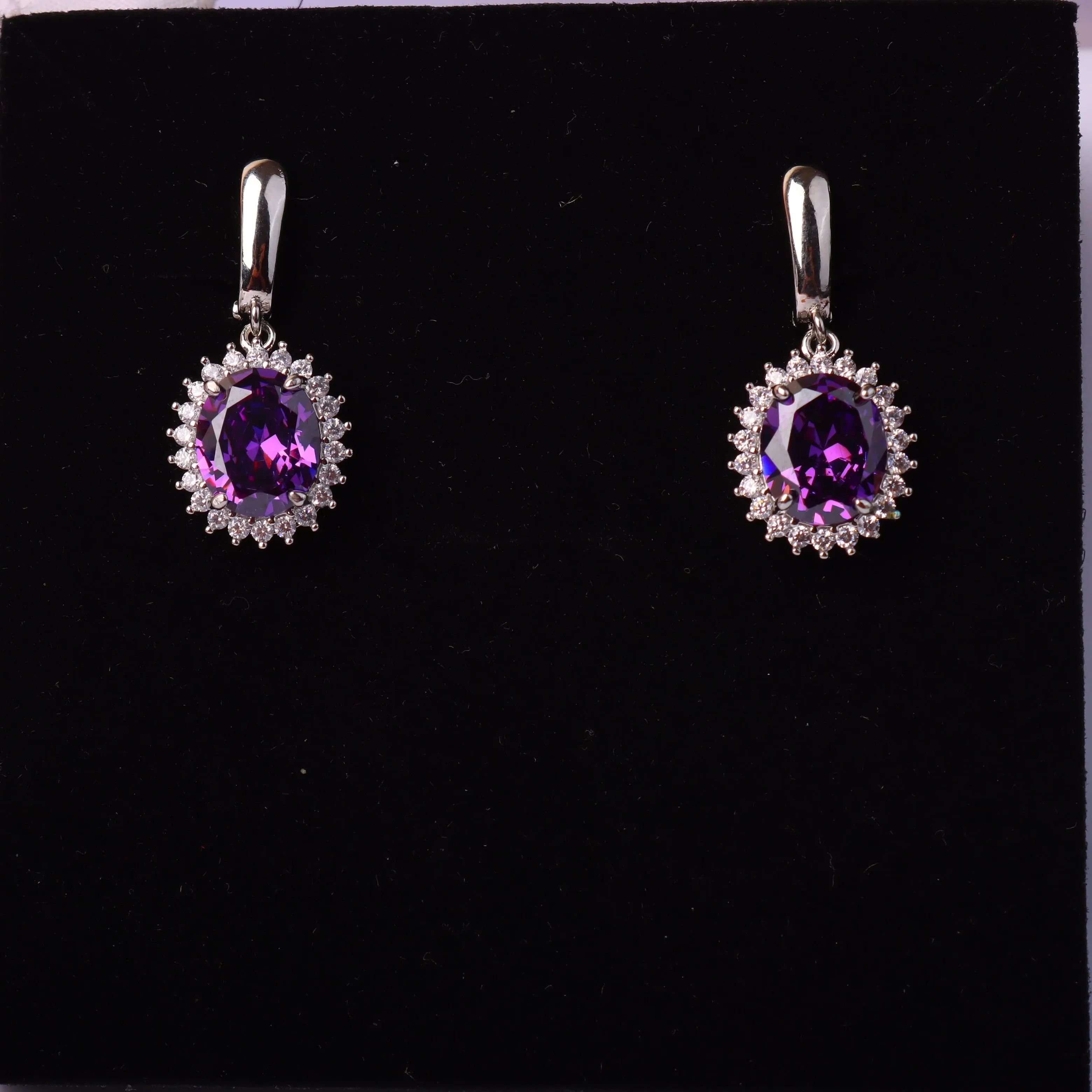 G.Silver Lavender Stone Earrings.