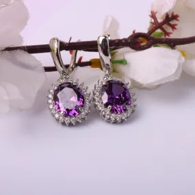 G.Silver Lavender Stone Earrings.