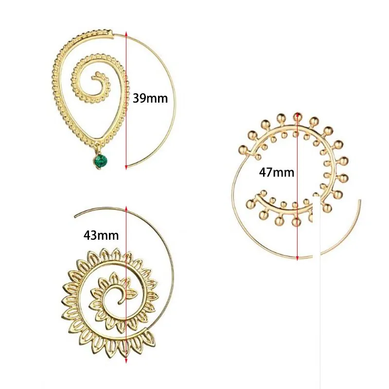 Gypsy Hoop Earrings Spiral 4 Different Styles You Choose Gold Or Silver Pierced Bohemian Festival Accessory India Tribal