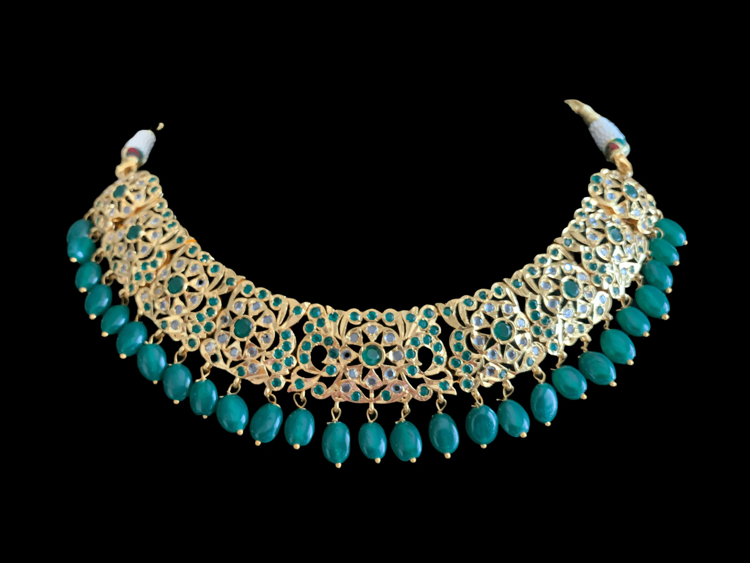 Heena necklace set in green  ( READY TO SHIP)