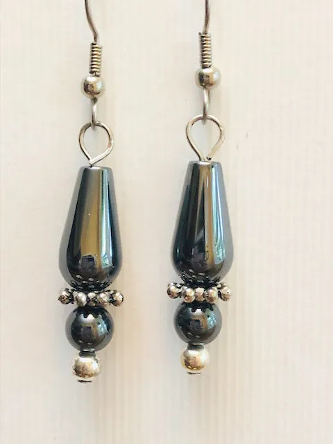 Hematite teardrop earrings