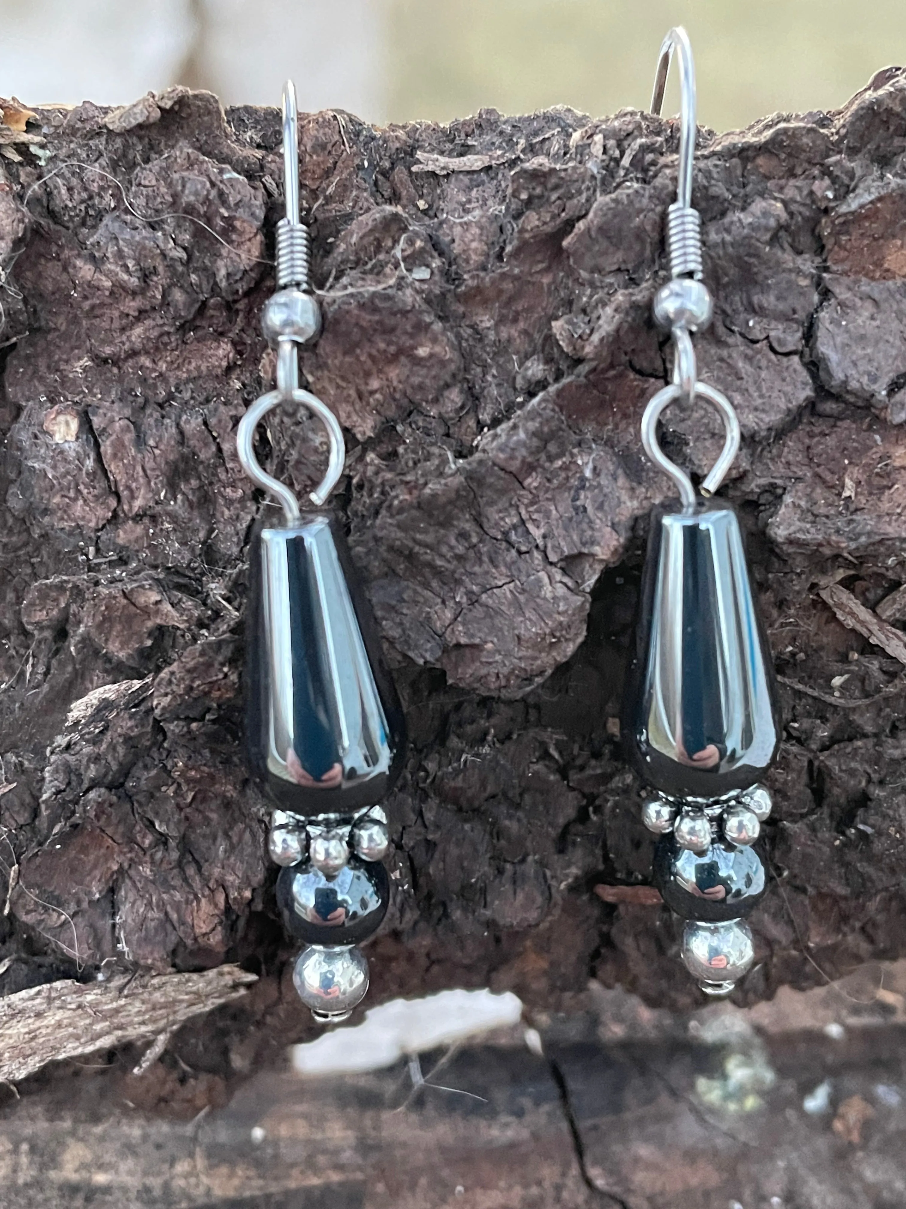 Hematite teardrop earrings