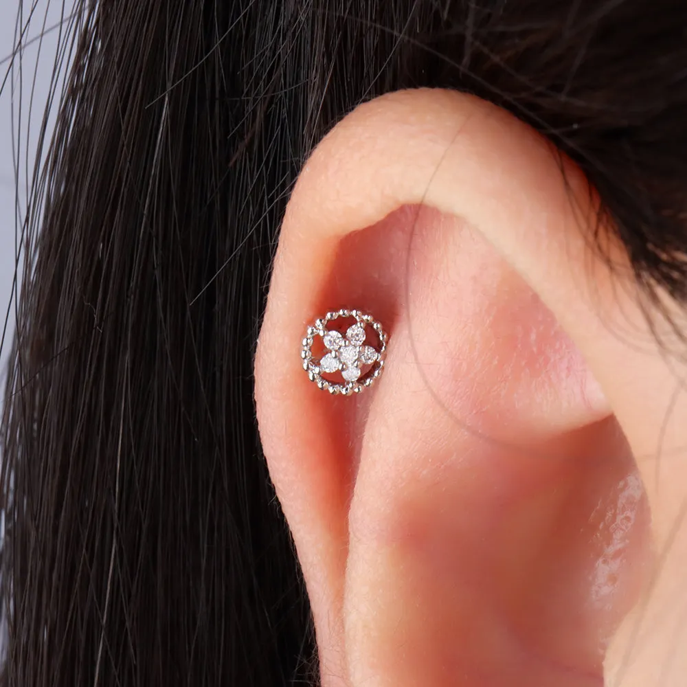 Hollow Circle Flower Stud