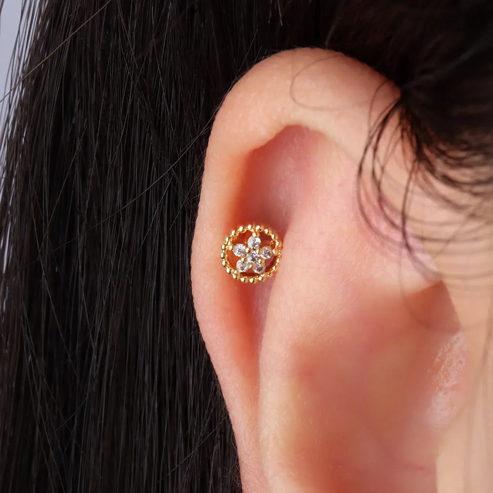 Hollow Circle Flower Stud