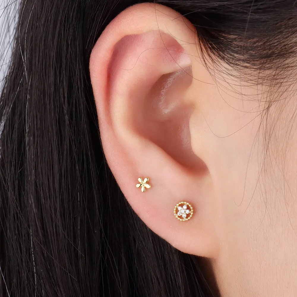 Hollow Circle Flower Stud