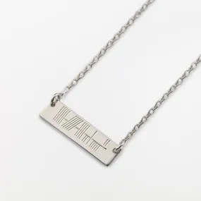 Horizontal Ogham Pendant -  White Gold