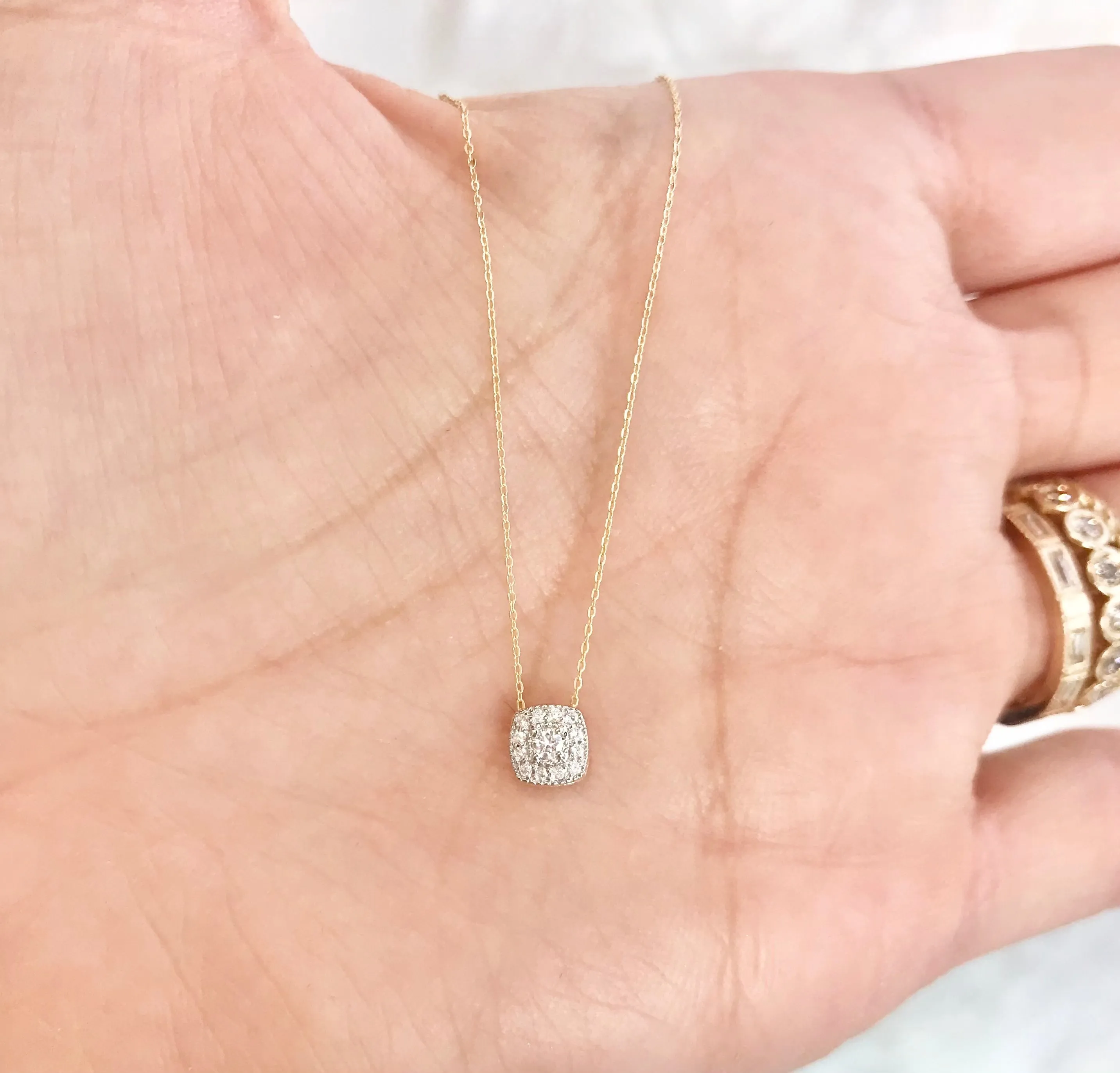 Icicles 10k Gold Diamond Halo Necklace