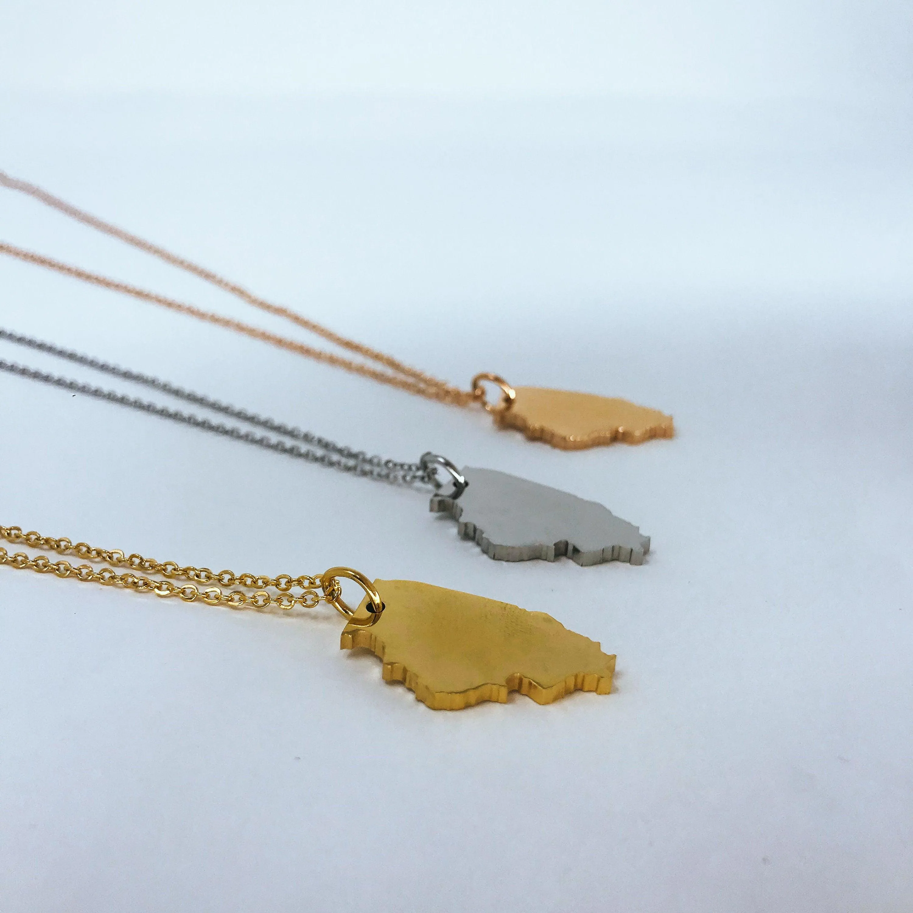 Illinois State Silhouette Necklace