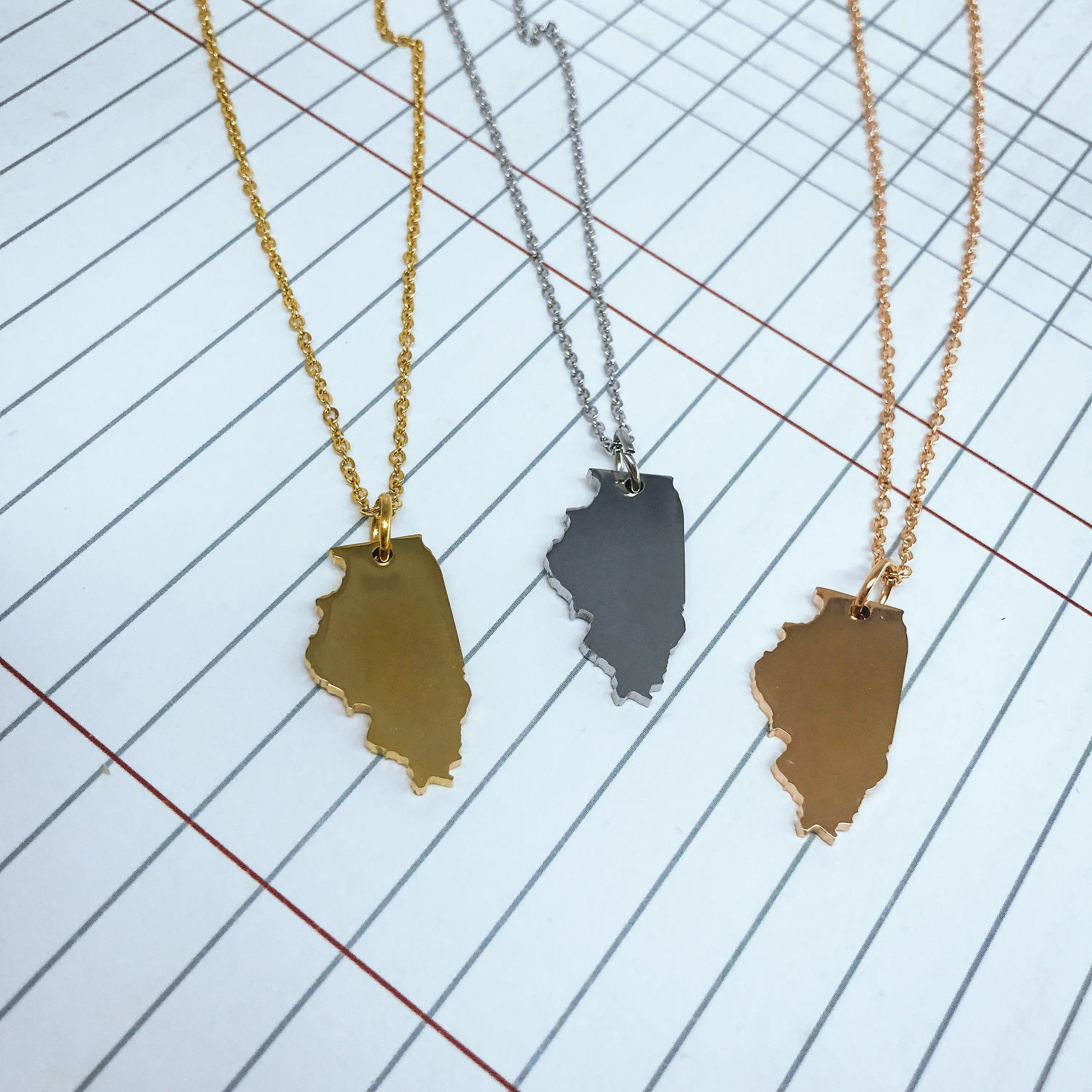 Illinois State Silhouette Necklace