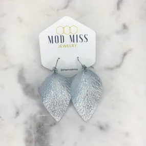 Jasmine Metallic Silver Leather Jo Petal Earrings