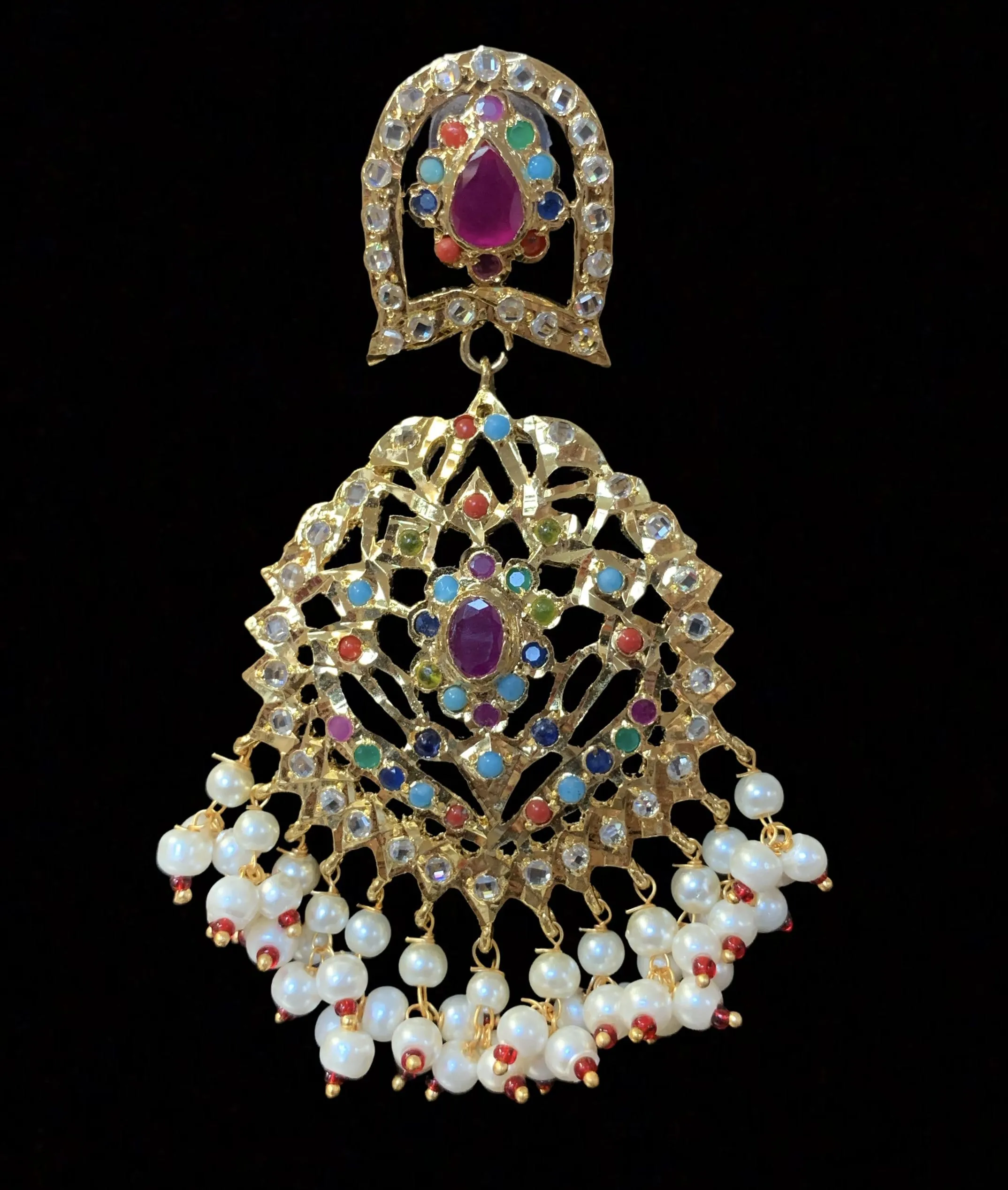 Jiera earrings in navratan (SHIPS IN 3-4 WEEKS )