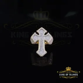 King of Bling's Men's Yellow Cross 925 Sterling Silver 5.50ct VVS D Moissanite Rings Size 10