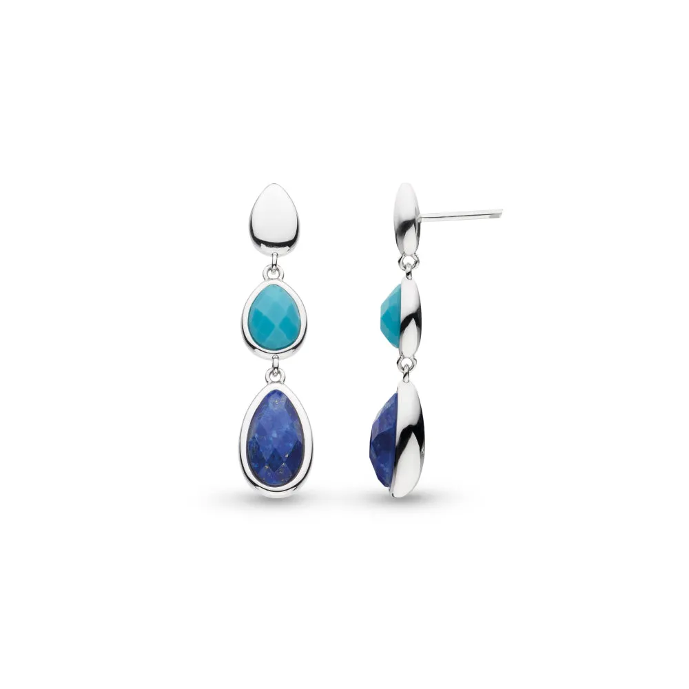 Kit Heath Coast Pebble Azure Gemstone Trio Droplet Stud Drop Earrings