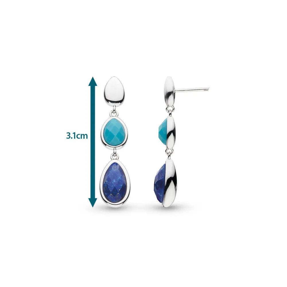 Kit Heath Coast Pebble Azure Gemstone Trio Droplet Stud Drop Earrings