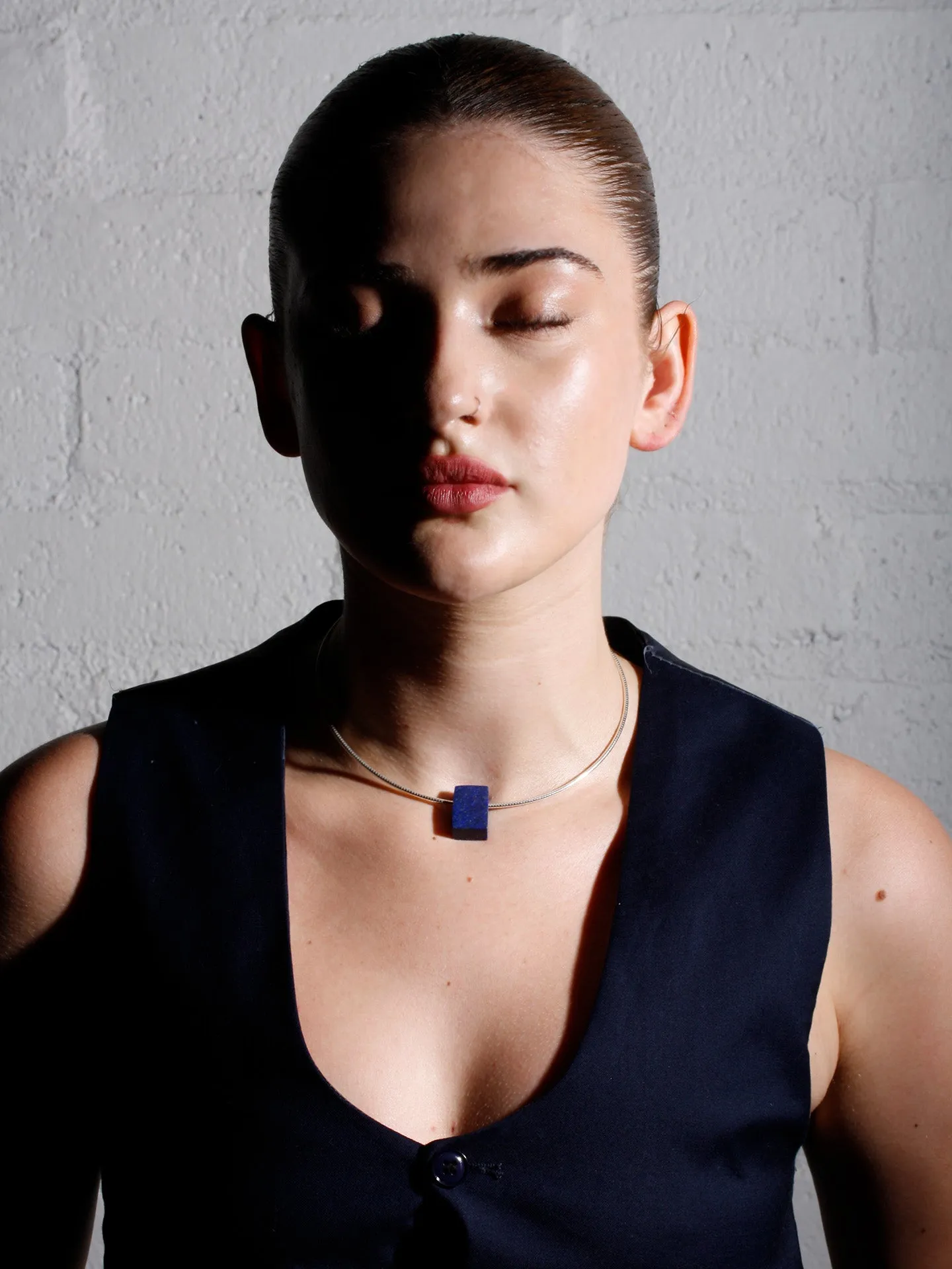 Lapis Cube Necklace - Vintage Capsule