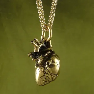 Large Gold Anatomical Heart Necklace